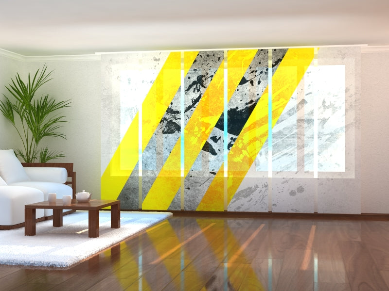 Tiptophomedecor Set of 6 Panel Blinds Yellow and Gray Lines Abstractions