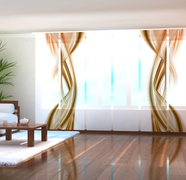 Tiptophomedecor Set of 6 Panel Blinds Abstract Brown Waves