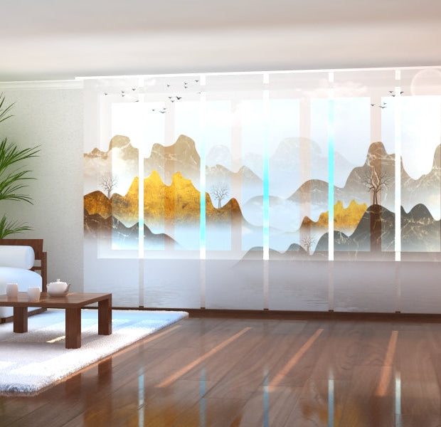 Tiptophomedecor Set of 6 Panel Blinds Abstract Marble Mountains