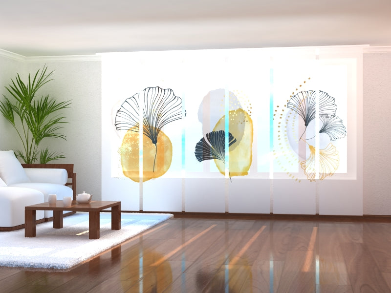 Tiptophomedecor Set of 6 Panel Blinds Air Flowers with Golden Elements