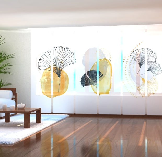 Tiptophomedecor Set of 6 Panel Blinds Air Flowers with Golden Elements