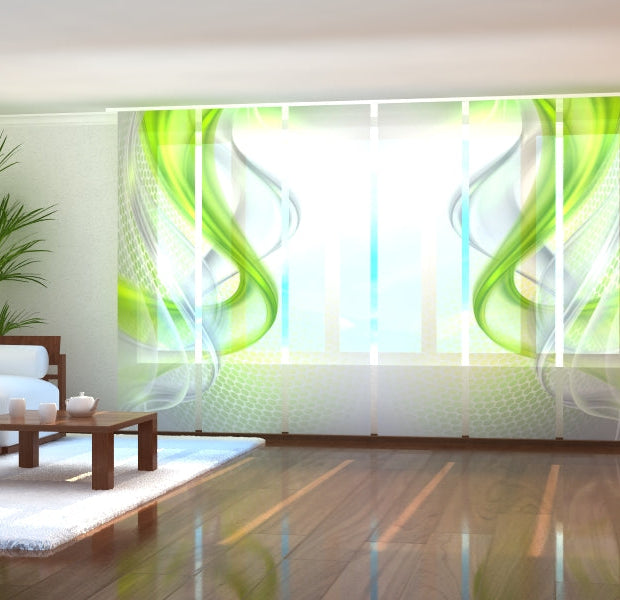 Tiptophomedecor Set of 6 Panel Blinds Green Abstraction