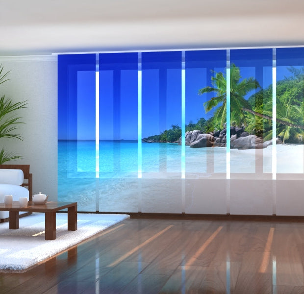 Tiptophomedecor Set of 6 Panel Blinds Palm tree on the beach