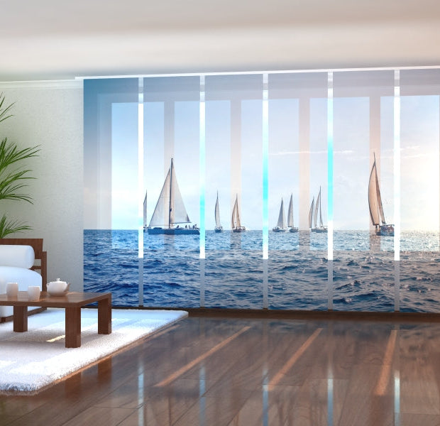 Tiptophomedecor Set of 6 Panel Blinds Palm tree on the beach