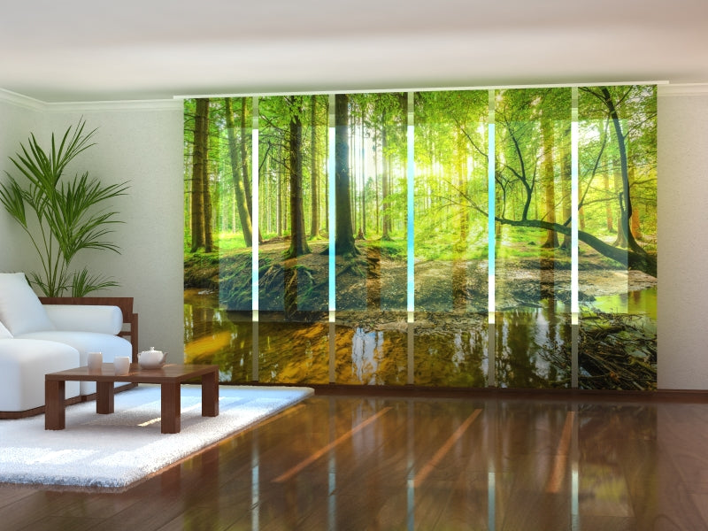 Tiptophomedecor Set of 6 Panel Blinds Sunbeams in the forest