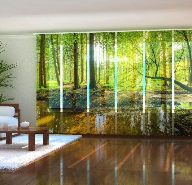 Tiptophomedecor Set of 6 Panel Blinds Sunbeams in the forest
