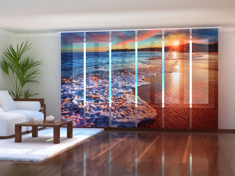 Tiptophomedecor Set of 6 Panel Blinds Sunset over Waves