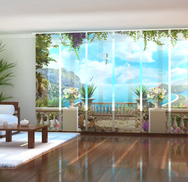 Tiptophomedecor Set of 6 Panel Blinds Terrace by the Sea