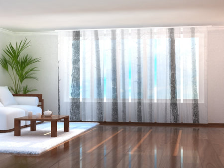 Tiptophomedecor Set of 6 Panel Blinds Trees Trunks in Winter Fog