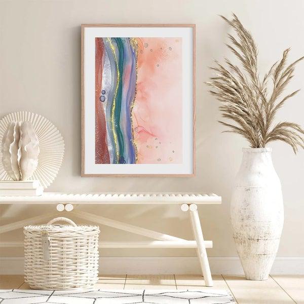 Pink Blue Abstract Alcohol Ink Canvas Wall Art Prints-TipTopHomeDecor