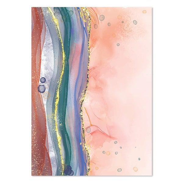 Pink Blue Abstract Alcohol Ink Canvas Wall Art Prints-TipTopHomeDecor