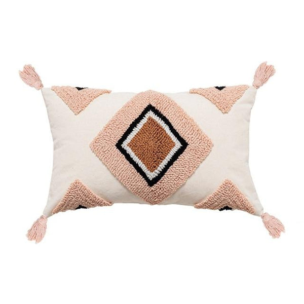 Pink Rainbow Geometric Diamond Bohemian Embroidered Pillow Cases-TipTopHomeDecor