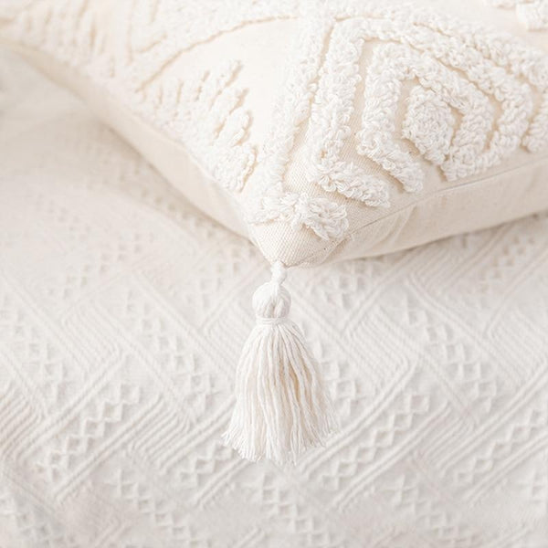 Solid Off White Ivory Neutral Embroidered Cushion Covers-TipTopHomeDecor