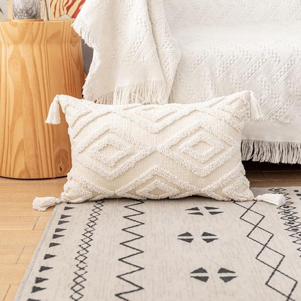 Solid Off White Ivory Neutral Embroidered Cushion Covers-TipTopHomeDecor