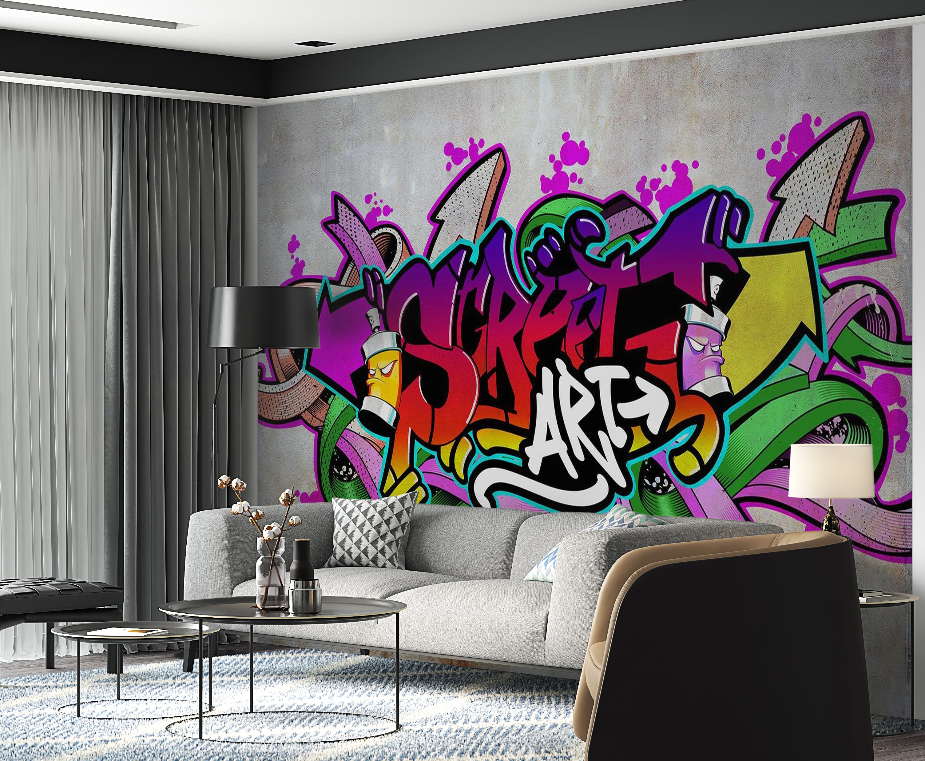 Peel & Stick Street Art Wall Mural - Airbrush Graffiti - Removable Wall Decals