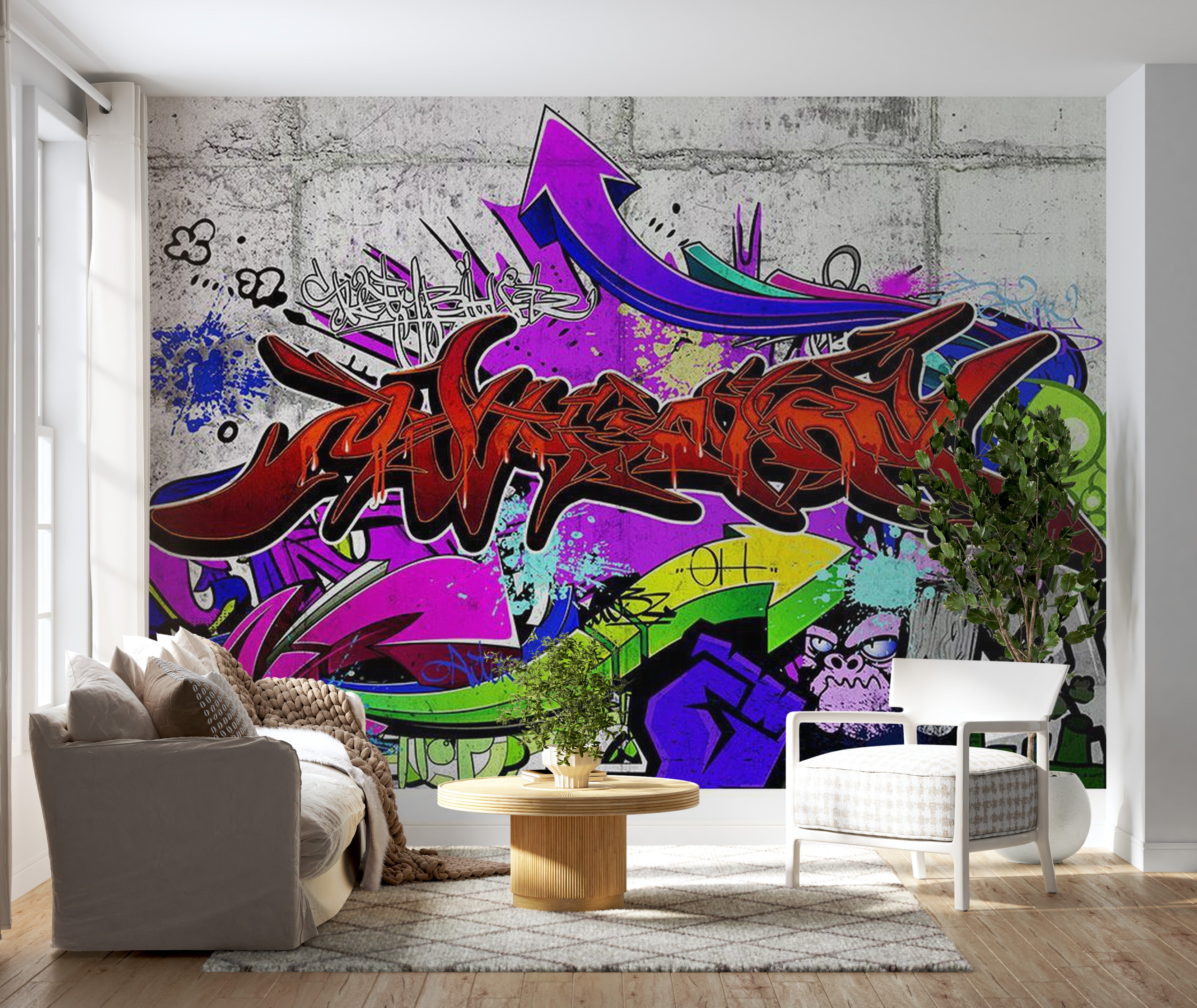 Peel & Stick Street Art Wall Mural - City Style Graffiti - Removable Wall Decals