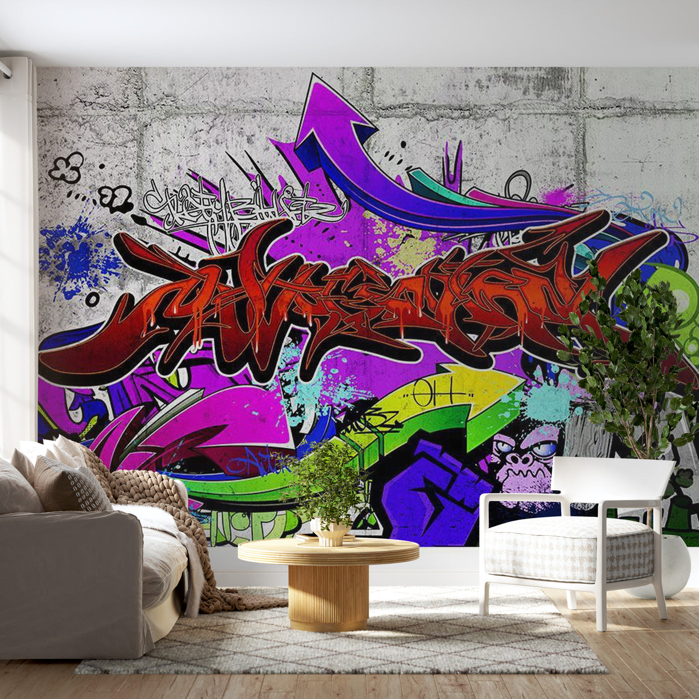 Peel & Stick Street Art Wall Mural - City Style Graffiti - Removable Wall Decals