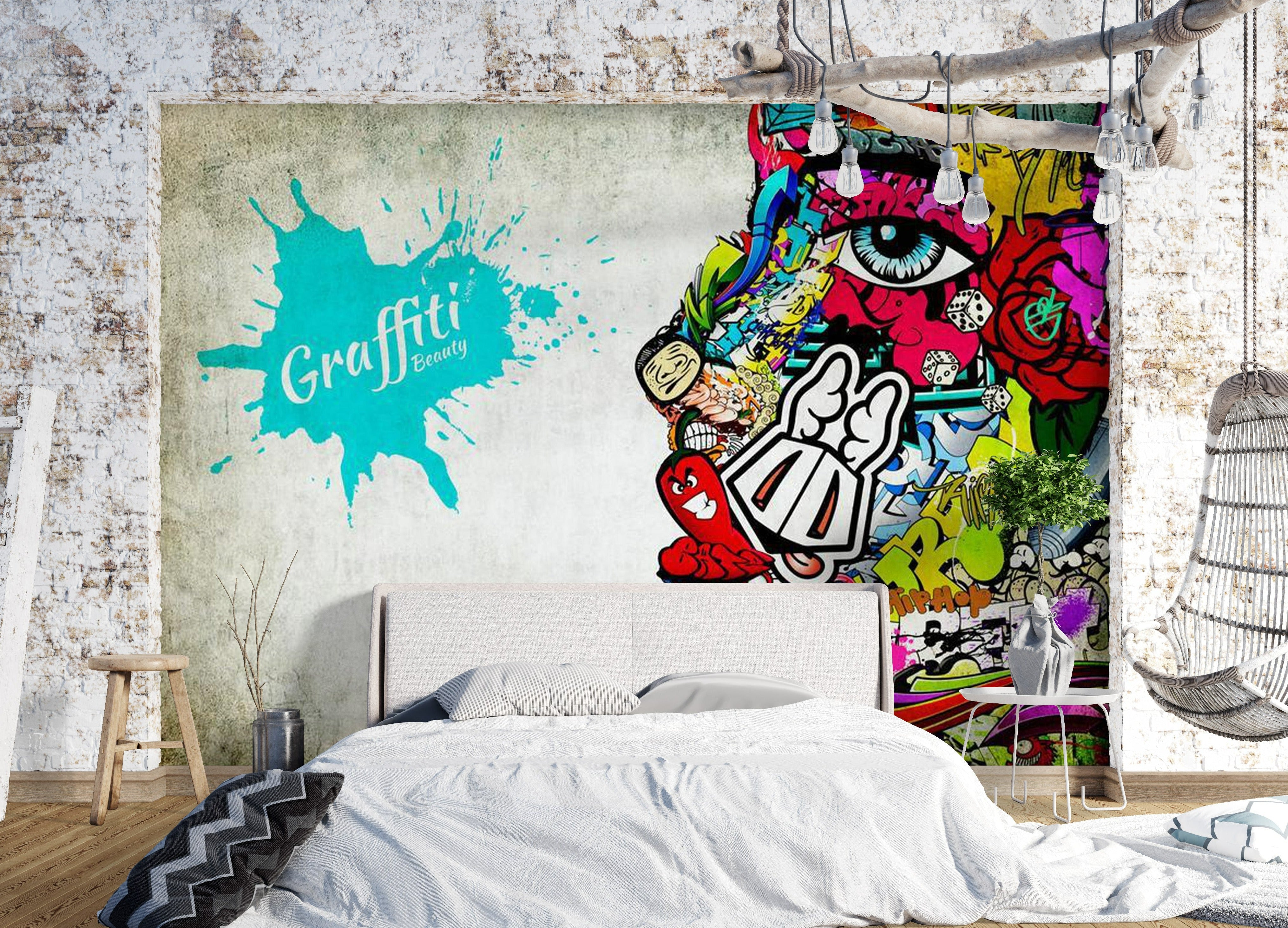 Peel & Stick Street Art Wall Mural - Graffiti Beauty - Removable Wall Decals