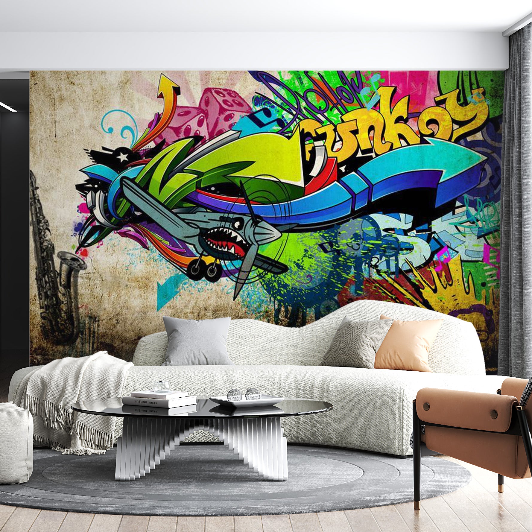 Peel & Stick Street Art Wall Mural - Funky Graffiti - Removable Wall Decals