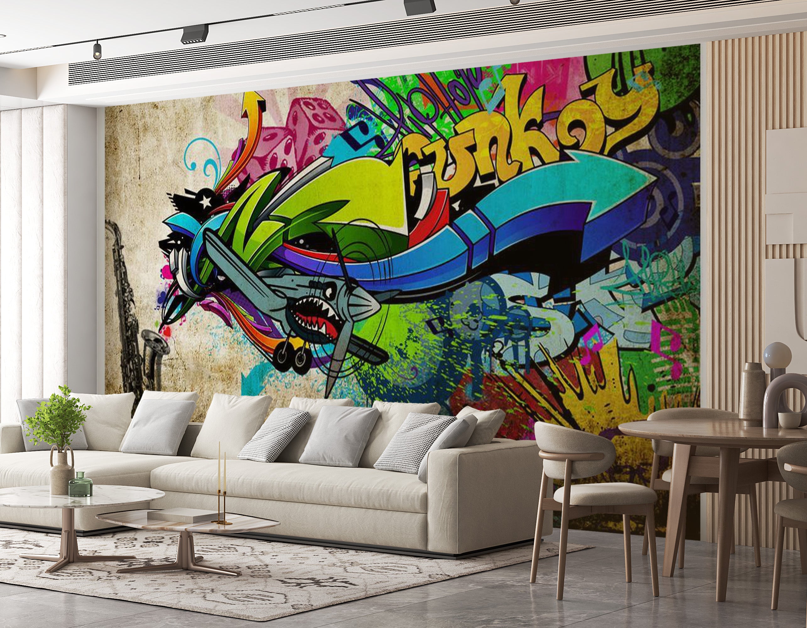 Peel & Stick Street Art Wall Mural - Funky Graffiti - Removable Wall Decals