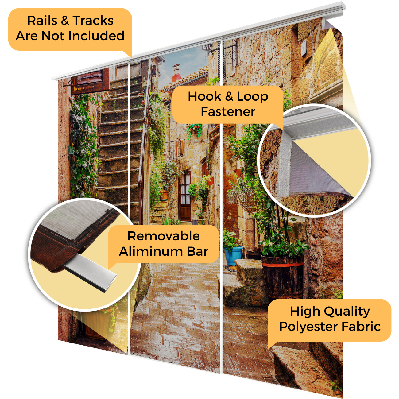 Description Set of 4 Sliding Panel Track Blinds Sunbeams In The Forest