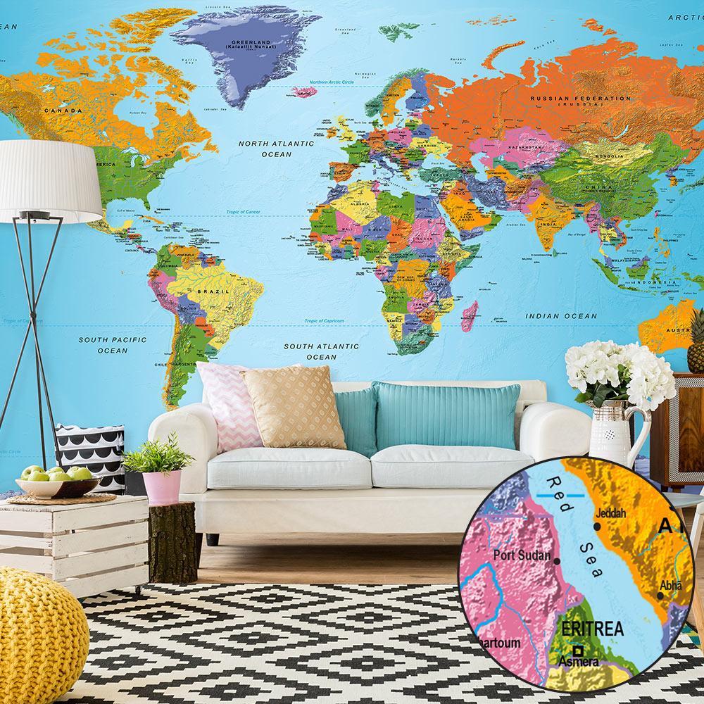XXL wall mural - World Map: Colourful Geography II