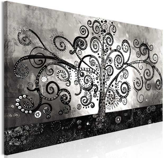 Abstract Canvas Wall Art - Modern Tree Of Life Grey - Stretched & Framed Canvas Ready To Hang Art-Tiptophomedecor