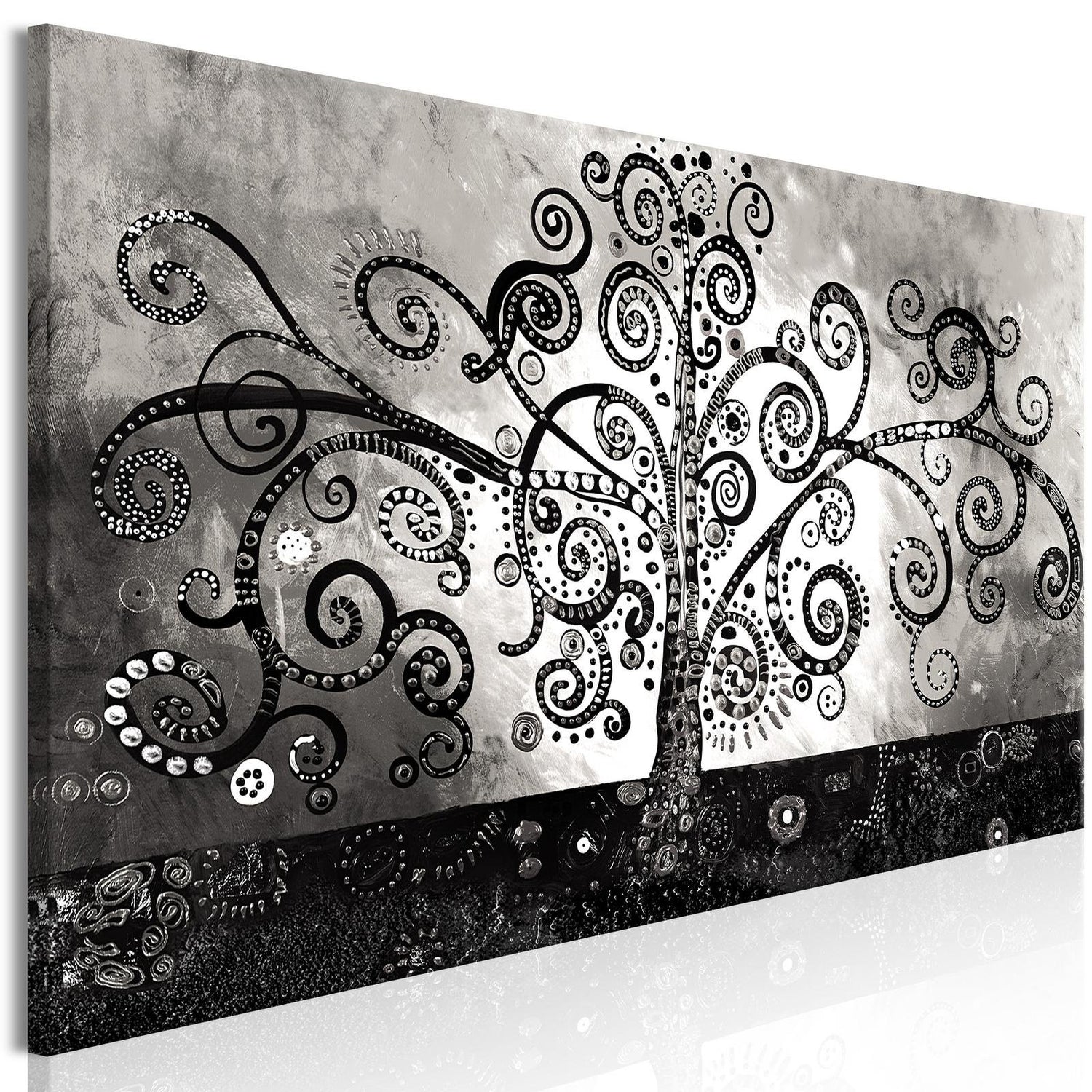 Abstract Canvas Wall Art - Modern Tree Of Life Grey - Stretched & Framed Canvas Ready To Hang Art-Tiptophomedecor