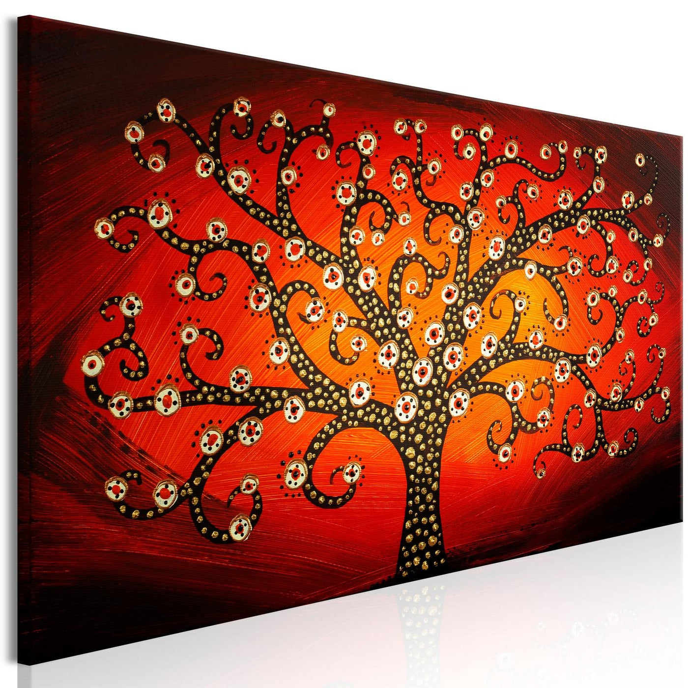 Abstract Canvas Wall Art - Modern Tree Of Life Red - Stretched & Framed Canvas Ready To Hang Art-Tiptophomedecor