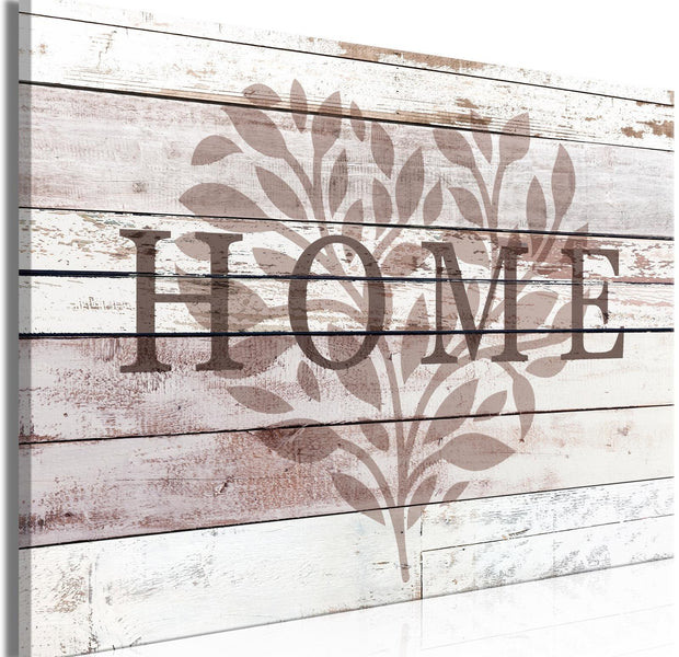 Stretched Canvas Vintage Wall Art - Home Leaves On Wood - Stretched & Framed Ready To Hang Art-Tiptophomedecor