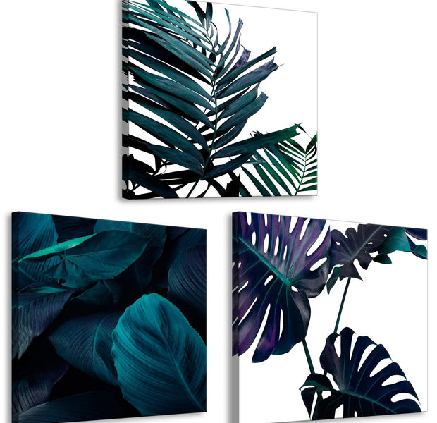 Stretched Canvas Botanical Art - Green Leaves 3 Pieces - Stretched & Framed Ready To Hang Art-Tiptophomedecor