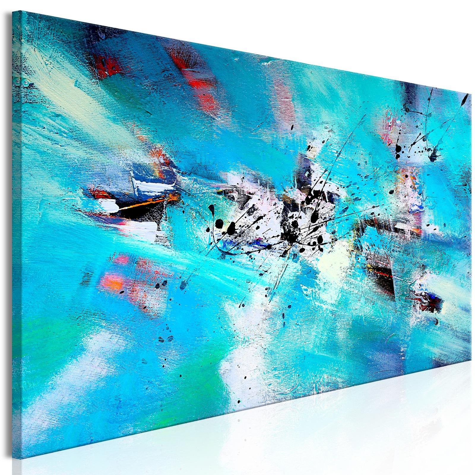 Abstract Canvas Wall Art - Blue Modern Snow Fun - Stretched & Framed Canvas Ready To Hang Art-Tiptophomedecor