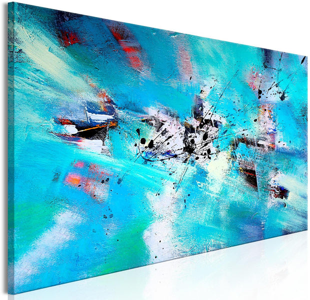 Abstract Canvas Wall Art - Blue Modern Snow Fun - Stretched & Framed Canvas Ready To Hang Art-Tiptophomedecor
