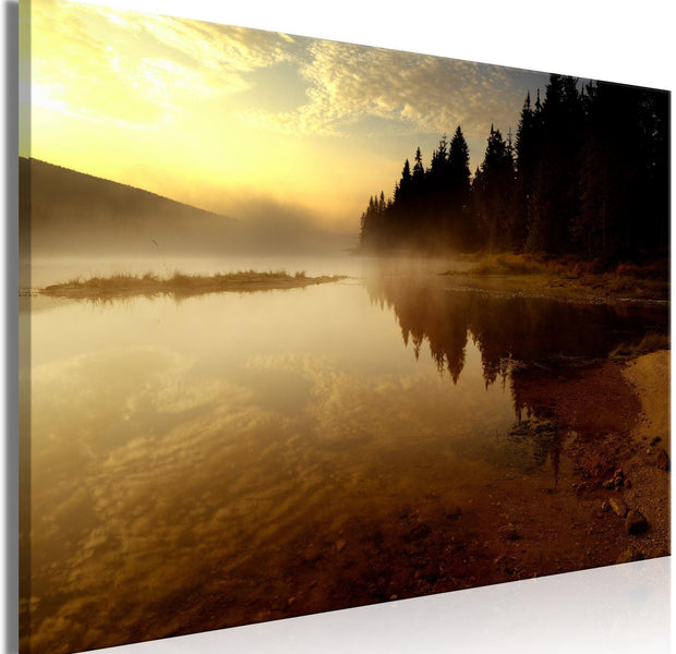 Stretched Canvas Landscape Wall Art - Autumn Evening At The Lake - Stretched & Framed Ready To Hang Art-Tiptophomedecor