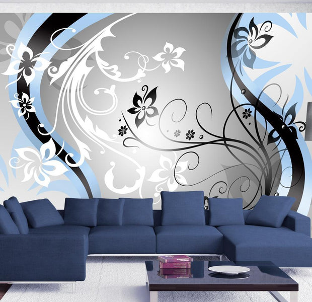 Wall mural - Art-flowers (blue)