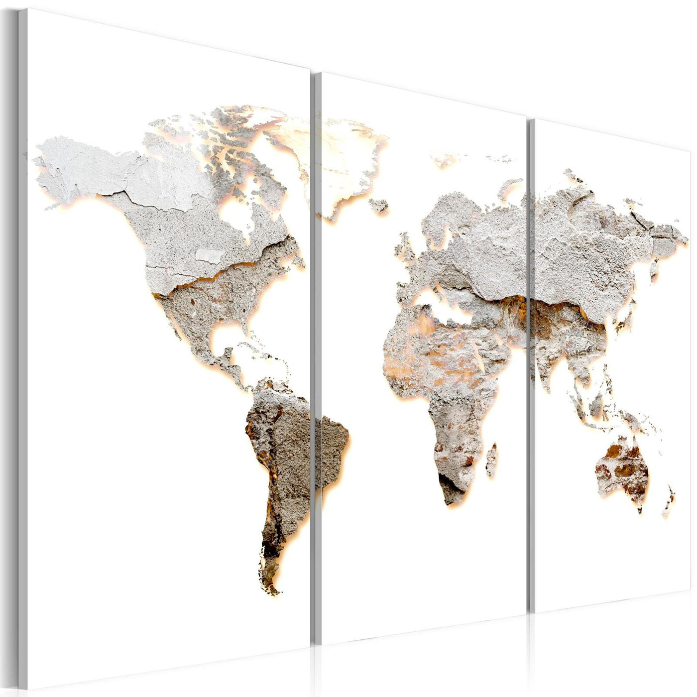 Stretched Canvas World Map Art - Concrete Continents-Tiptophomedecor