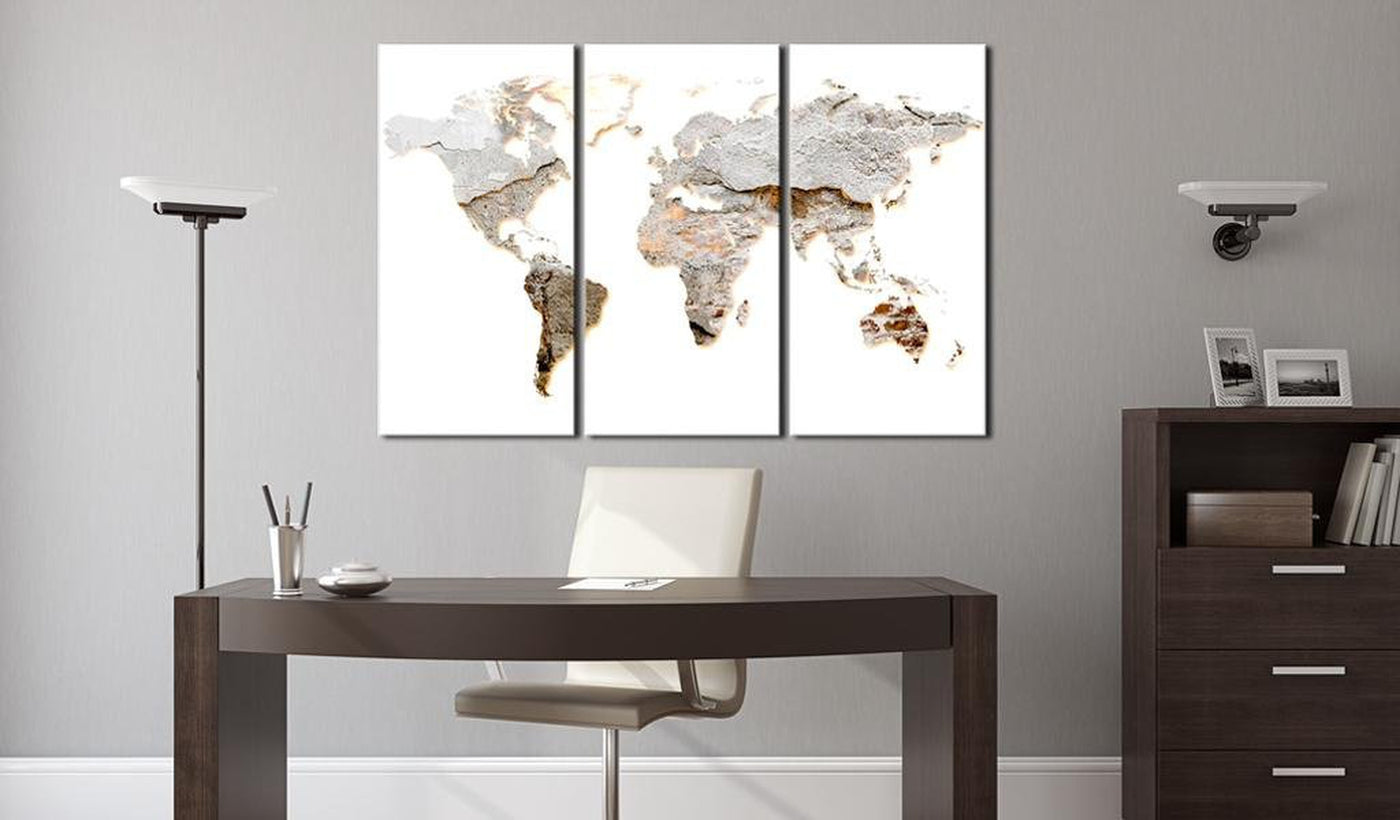 Stretched Canvas World Map Art - Concrete Continents-Tiptophomedecor