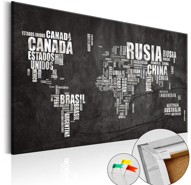 Decorative Pinboard - Mundo Negro [Cork Map]