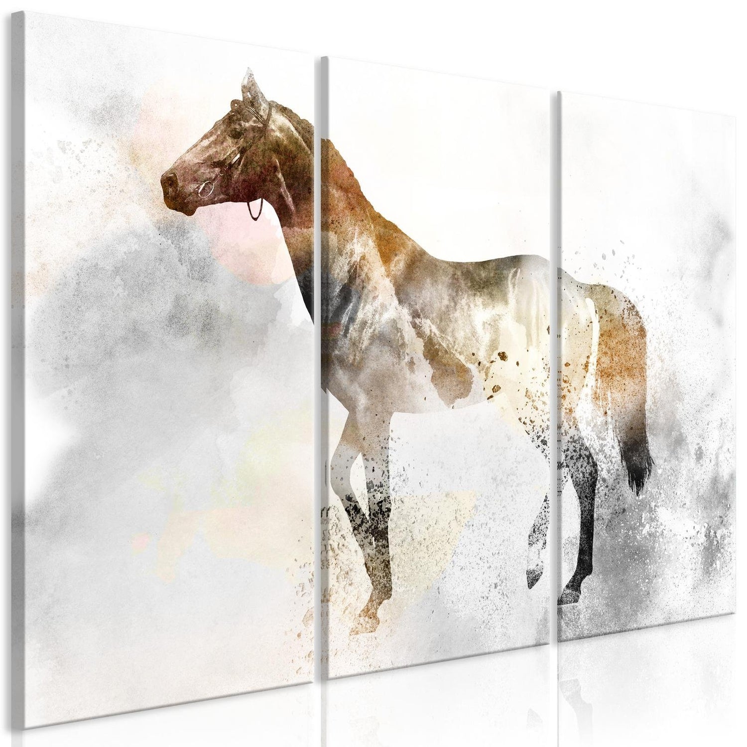 Abstract Canvas Wall Art - Beautiful Strong Horse - Stretched & Framed Ready To Hang Art-Tiptophomedecor