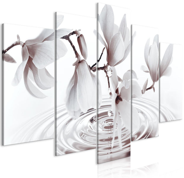 Stretched Canvas Floral Art - Magnolia Waterdrops 5 Piece - Stretched & Framed Ready To Hang Art-Tiptophomedecor