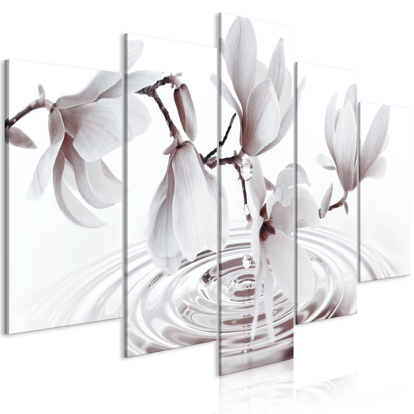 Stretched Canvas Floral Art - Magnolia Waterdrops 5 Piece - Stretched & Framed Ready To Hang Art-Tiptophomedecor