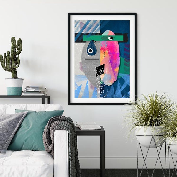 Two Lovers Abstract Portrait Canvas Art Print-Abstract Modern Wall Art
