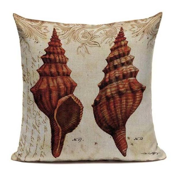Vintage Marine Coastal Shell Coral Beach Pillowcases-TipTopHomeDecor