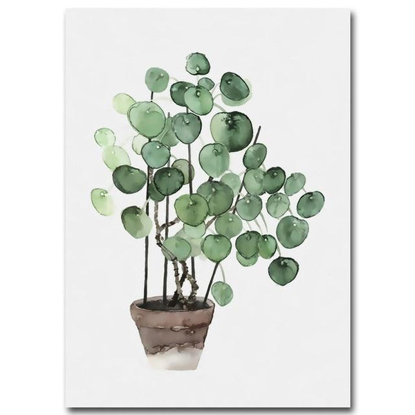 Watercolor Fern Monstera Plant Leaves Canvas Wall Art Prints