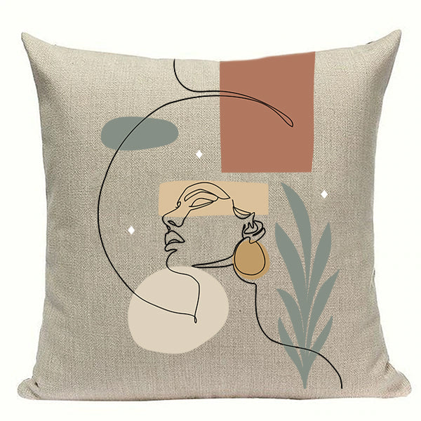 Woman Portrait Face Abstract Line Art Cushion Covers-TipTopHomeDecor
