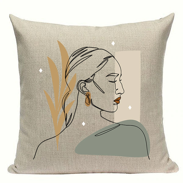 Woman Portrait Face Abstract Line Art Cushion Covers-TipTopHomeDecor