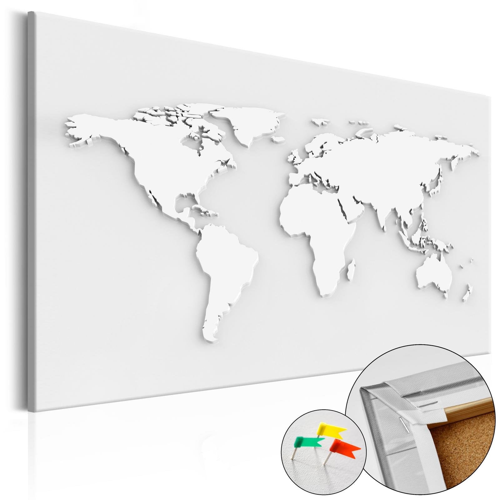 Decorative Pinboard - Monochromatic World [Cork Map]-TipTopHomeDecor