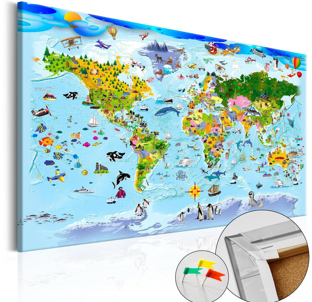 Decorative Pinboard - Children's Map: Colourful Travels [Cork Map]-TipTopHomeDecor