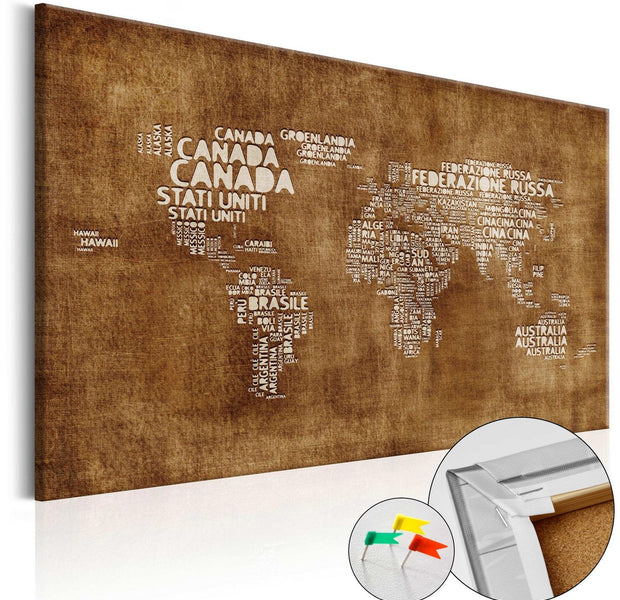 Decorative Pinboard - The Lost Map [Cork Map - Italian Text]-TipTopHomeDecor