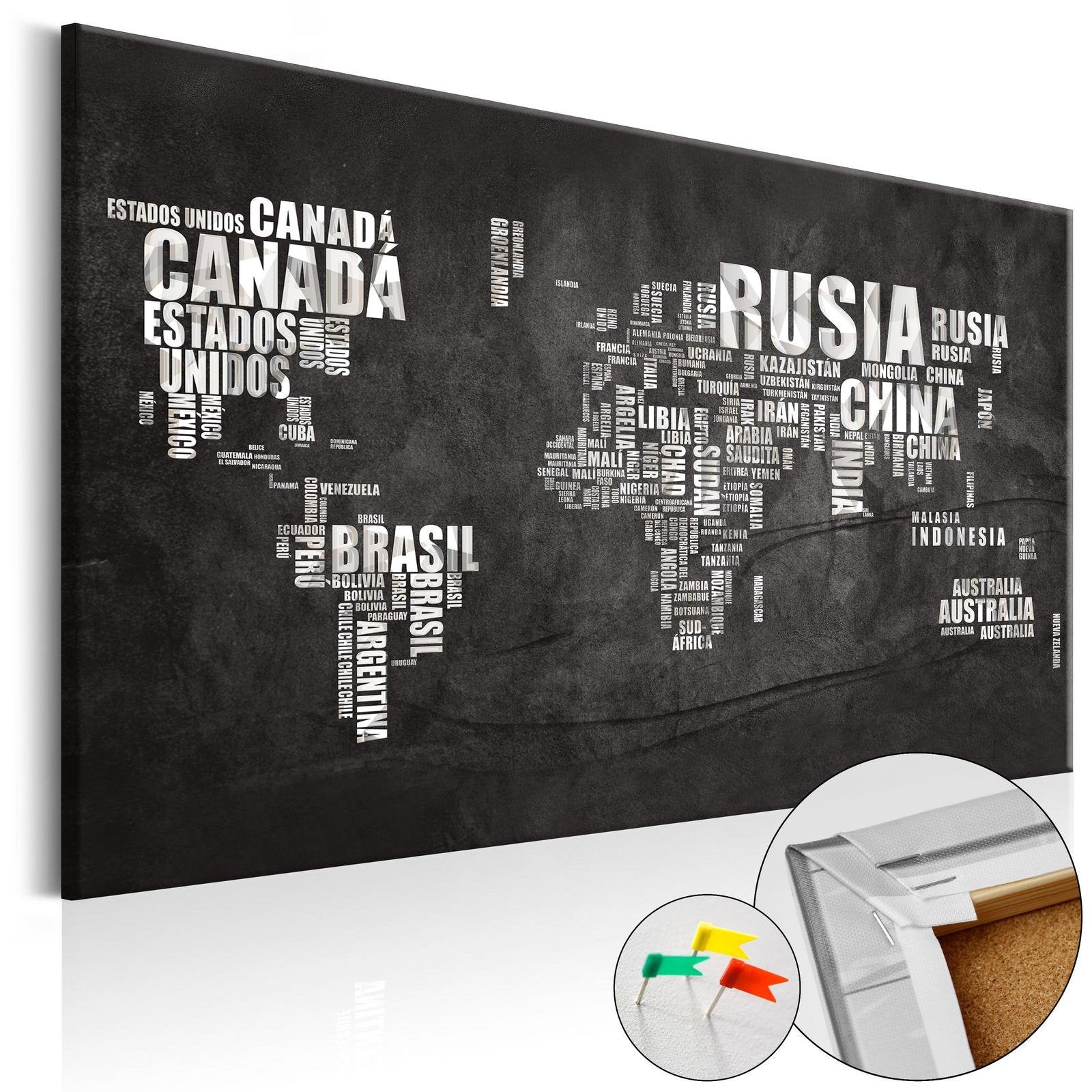 Decorative Pinboard - Spanish Geography [Cork Map - Spanish Text]-TipTopHomeDecor